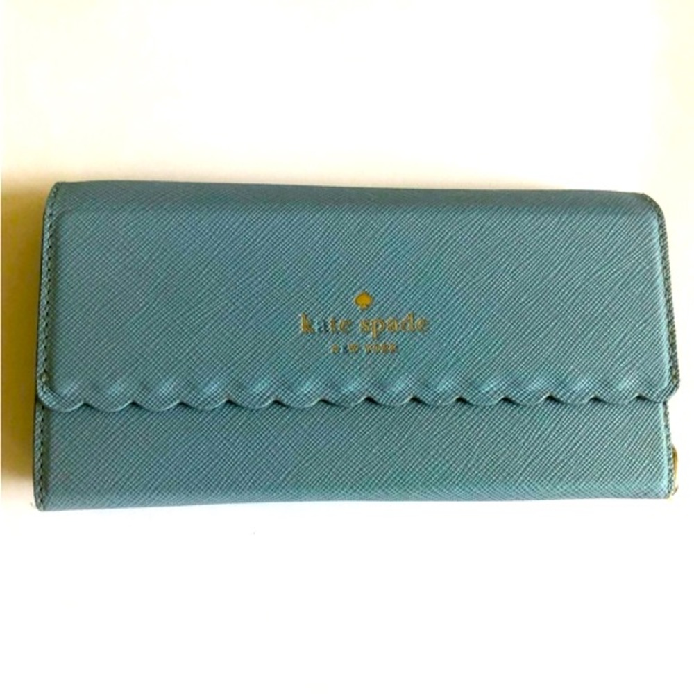 Kate Spade Phone Case and Card Holder, light blue, Used Condition